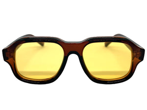 Classic Vintage Retro Style SUNGLASSES Large Thick Square Brown Acetate Frame C004