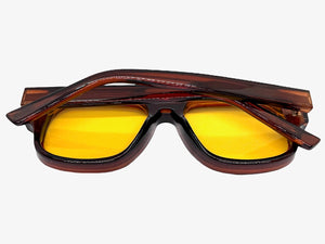 Classic Vintage Retro Style SUNGLASSES Large Thick Square Brown Acetate Frame C004