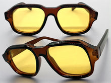 Classic Vintage Retro Style SUNGLASSES Large Thick Square Brown Acetate Frame C004