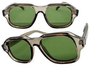 Classic Vintage Retro Style SUNGLASSES Large Thick Square Gray Acetate Frame C004
