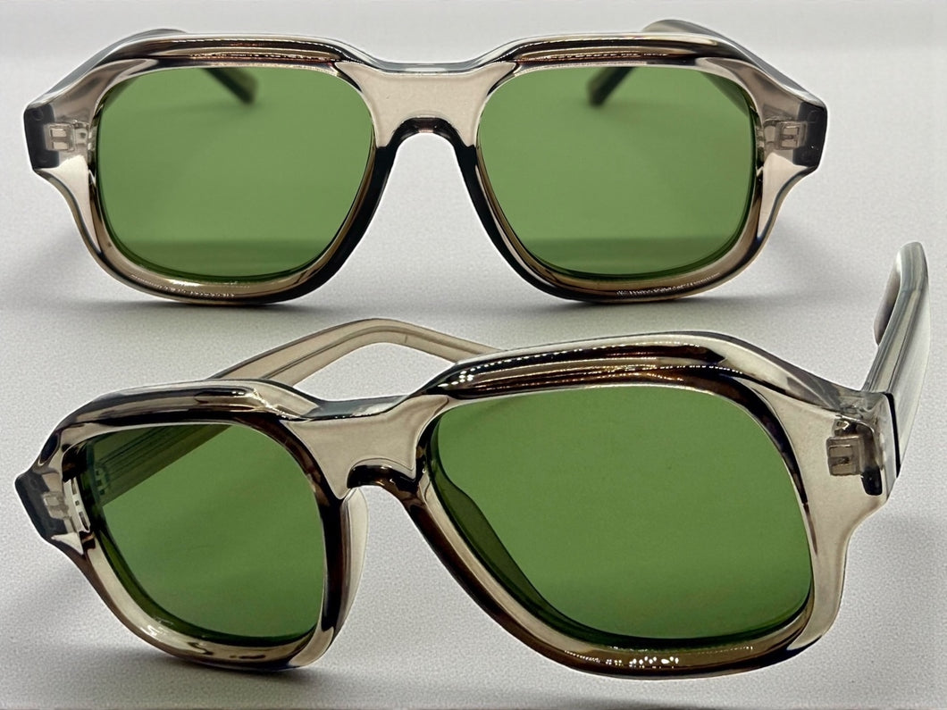 Classic Vintage Retro Style SUNGLASSES Large Thick Square Gray Acetate Frame C004