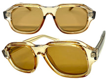 Classic Vintage Retro Style SUNGLASSES Large Thick Square Champagne Acetate Frame C004