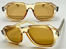 Classic Vintage Retro Style SUNGLASSES Large Thick Square Champagne Acetate Frame C004