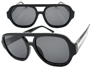 Classic Vintage Retro Style SUNGLASSES Large Thick Black Acetate Frame C005