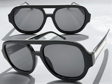 Classic Vintage Retro Style SUNGLASSES Large Thick Black Acetate Frame C005