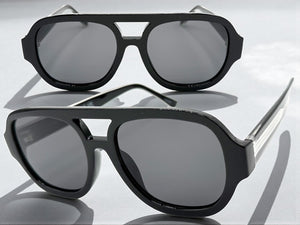 Classic Vintage Retro Style SUNGLASSES Large Thick Black Acetate Frame C005