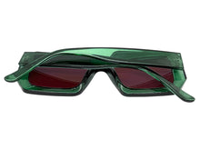 Classic Vintage Retro Style SUNGLASSES Thick Square Green Frame - Plum Lens 75005