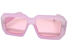 Classic Vintage Retro Style SUNGLASSES Thick Square Pink Frame - Pink Lens 75005