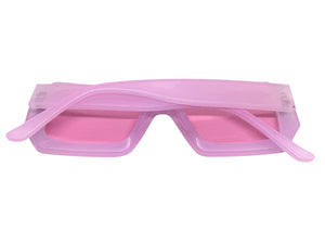 Classic Vintage Retro Style SUNGLASSES Thick Square Pink Frame - Pink Lens 75005