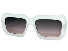 Classic Vintage Retro Style SUNGLASSES Thick Square Off White Frame - Gray & Pink Lens 75005