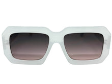 Classic Vintage Retro Style SUNGLASSES Thick Square Off White Frame - Gray & Pink Lens 75005