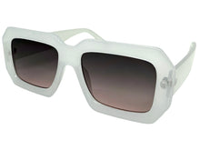 Classic Vintage Retro Style SUNGLASSES Thick Square Off White Frame - Gray & Pink Lens 75005