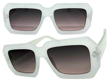Classic Vintage Retro Style SUNGLASSES Thick Square Off White Frame - Gray & Pink Lens 75005