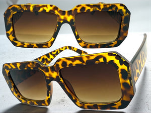 Classic Vintage Retro Style SUNGLASSES Thick Square Tortoise Frame - Brown Lens 75005