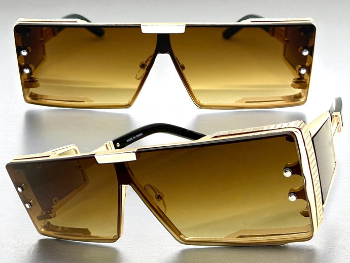 Classic Hardcore Luxury Hip Hop Rapper Pimp Style SUNGLASSES Gold Frame 79004