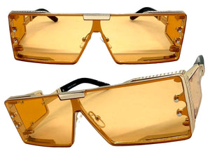Classic Hardcore Luxury Hip Hop Rapper Pimp Style SUNGLASSES Gold Frame 79004