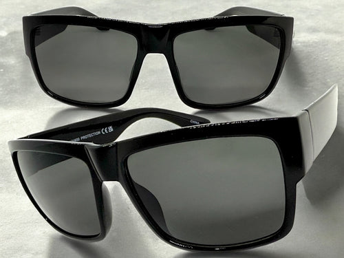Classic Vintage Retro Hardcore Biker Gangster Style SUNGLASSES Thick Square Black Frame - Dark Lens 7232
