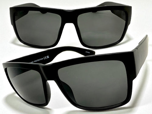 Classic Vintage Retro Hardcore Biker Gangster Style SUNGLASSES Thick Square Black Frame - Dark Lens 7232