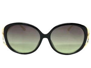 Oversized Exaggerated Vintage Retro Style SUNGLASSES Large Round Black & Gold Frame 96211