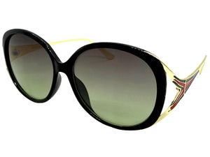 Oversized Exaggerated Vintage Retro Style SUNGLASSES Large Round Black & Gold Frame 96211