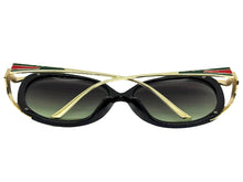 Oversized Exaggerated Vintage Retro Style SUNGLASSES Large Round Black & Gold Frame 96211