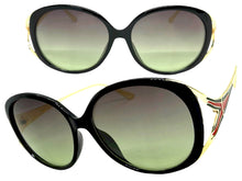Oversized Exaggerated Vintage Retro Style SUNGLASSES Large Round Black & Gold Frame 96211