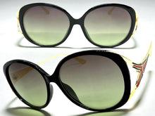 Oversized Exaggerated Vintage Retro Style SUNGLASSES Large Round Black & Gold Frame 96211