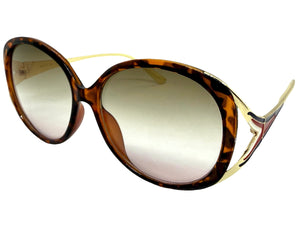 Oversized Exaggerated Vintage Retro Style SUNGLASSES Large Round Tortoise & Gold Frame 96211