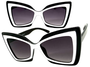 Exaggerated Vintage Retro Style SUNGLASSES Funky Black Bow Shape Frame 49309