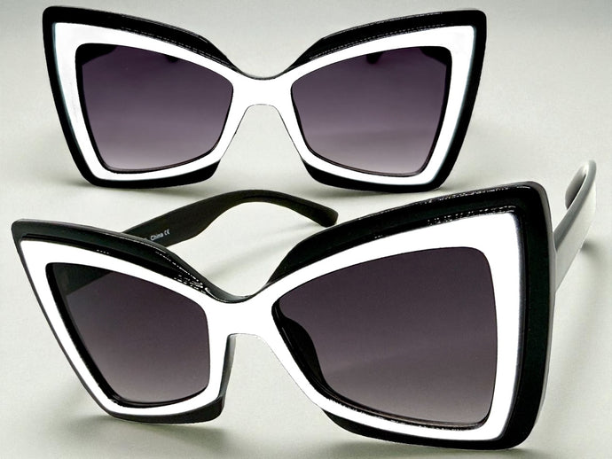 Exaggerated Vintage Retro Style SUNGLASSES Funky Black Bow Shape Frame 49309