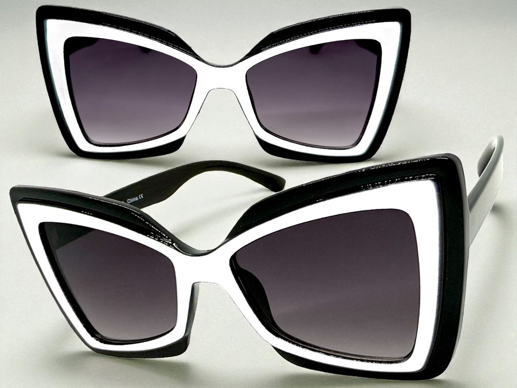 Exaggerated Vintage Retro Style SUNGLASSES Funky Black Bow Shape Frame 49309