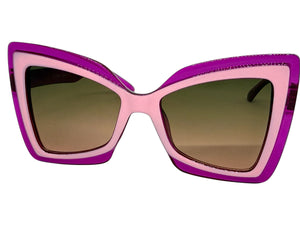 Exaggerated Vintage Retro Style SUNGLASSES Funky Pink Bow Shape Frame 49309