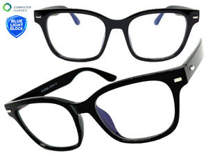 Classic Vintage Retro Style Clear Lens Blue Light Block Computer EYEGLASSES Black Frame 4009