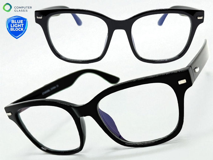 Classic Vintage Retro Style Clear Lens Blue Light Block Computer EYEGLASSES Black Frame 4009