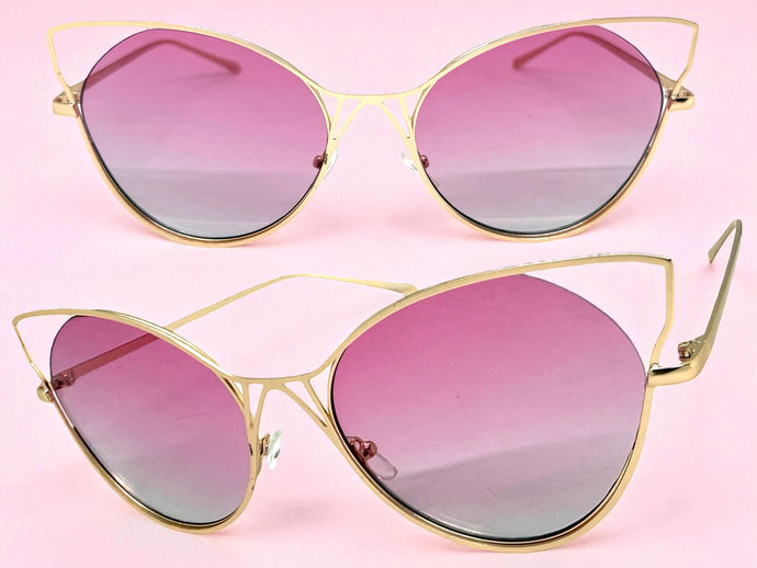 Oversized Exaggerated Retro Cat Eye Style SUNGLASSES Large Rose Gold Frame 4219