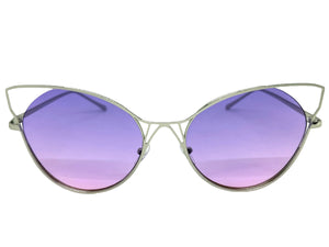 Oversized Exaggerated Retro Cat Eye Style SUNGLASSES Large Silver Frame 4219