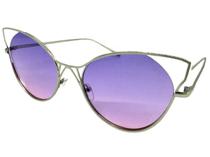Oversized Exaggerated Retro Cat Eye Style SUNGLASSES Large Silver Frame 4219