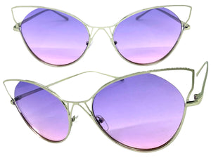 Oversized Exaggerated Retro Cat Eye Style SUNGLASSES Large Silver Frame 4219