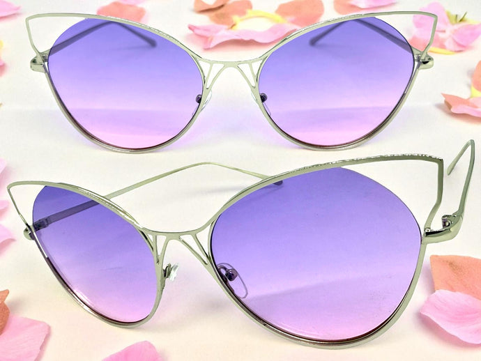 Oversized Exaggerated Retro Cat Eye Style SUNGLASSES Large Silver Frame 4219