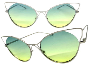 Oversized Exaggerated Retro Cat Eye Style SUNGLASSES Large Silver Frame 4219