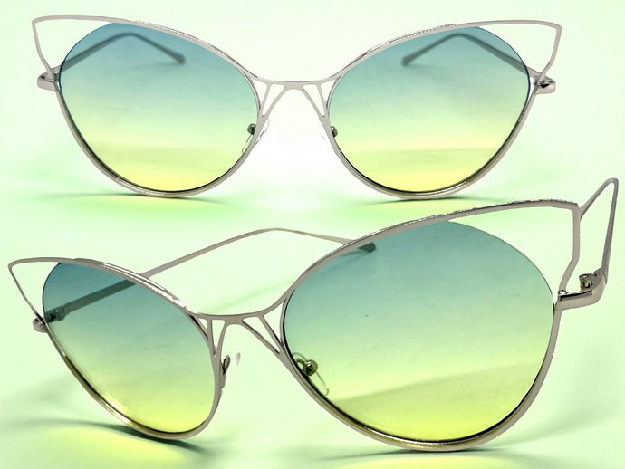 Oversized Exaggerated Retro Cat Eye Style SUNGLASSES Large Silver Frame 4219