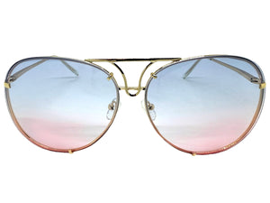 Oversized Exaggerated Vintage Retro Style SUNGLASSES Large Gold Frame 4165