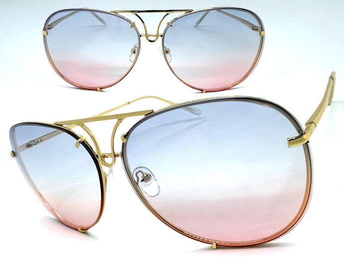 Oversized Exaggerated Vintage Retro Style SUNGLASSES Large Gold Frame 4165