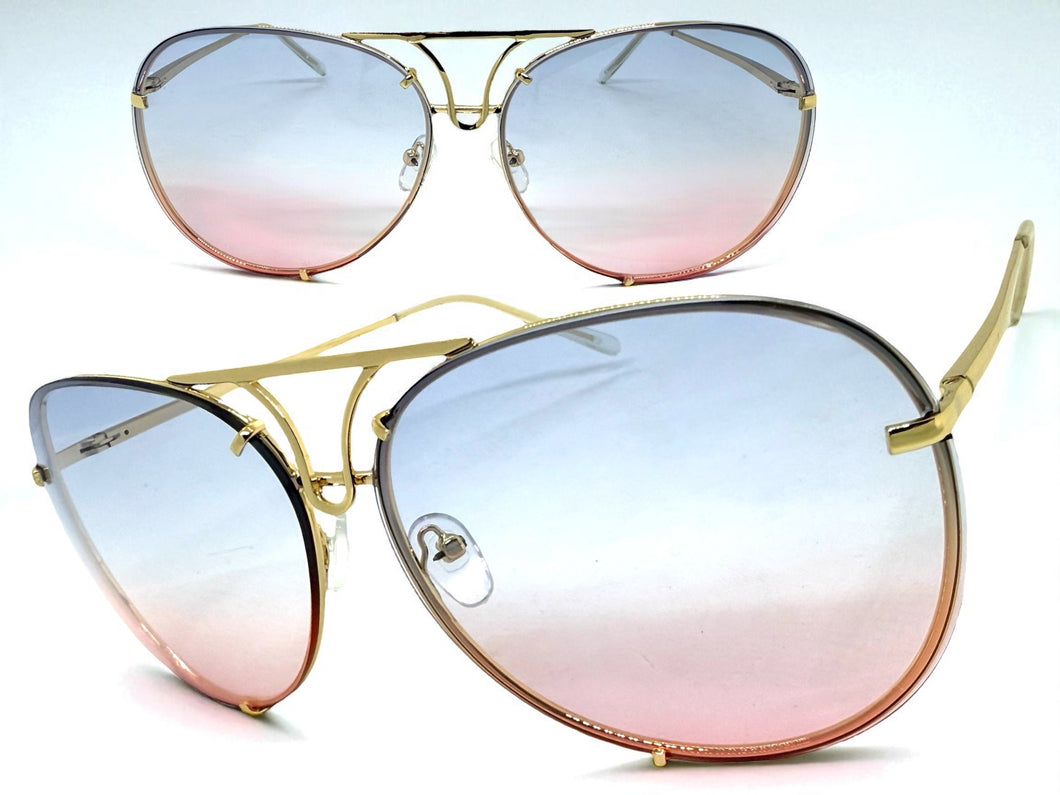 Oversized Exaggerated Vintage Retro Style SUNGLASSES Large Gold Frame 4165
