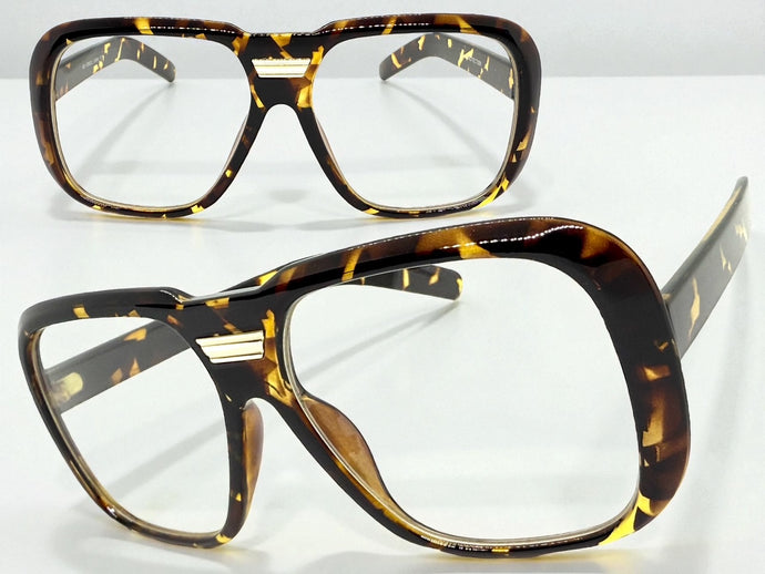 Oversized Classic Vintage Retro Style Clear Lens EYEGLASSES Large Tortoise Frame 1990