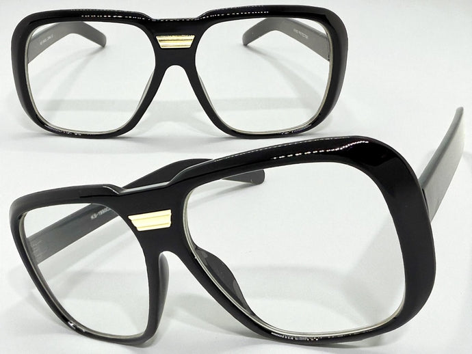 Oversized Classic Vintage Retro Style Clear Lens EYEGLASSES Large Black Frame 1990