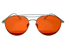 Classic Vintage Retro Style SUNGLASSES Silver Metal Frame - Red Lens 7209