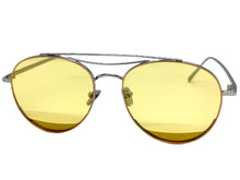 Classic Vintage Retro Style SUNGLASSES Silver Metal Frame - Yellow Lens 7209