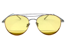 Classic Vintage Retro Style SUNGLASSES Silver Metal Frame - Yellow Lens 7209