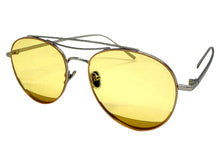 Classic Vintage Retro Style SUNGLASSES Silver Metal Frame - Yellow Lens 7209